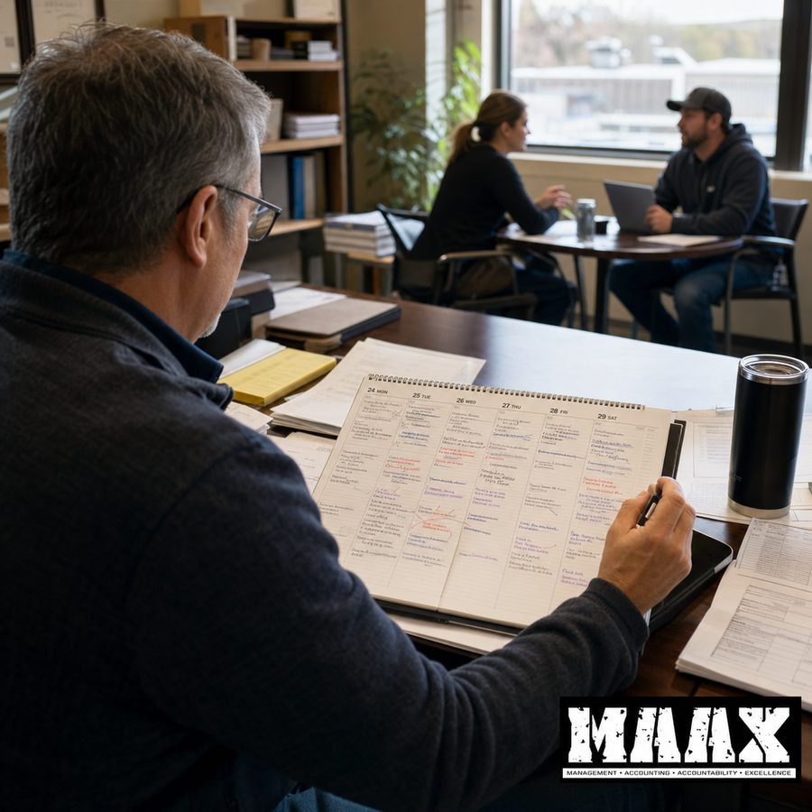Business owner reviewing his calendar and priorities