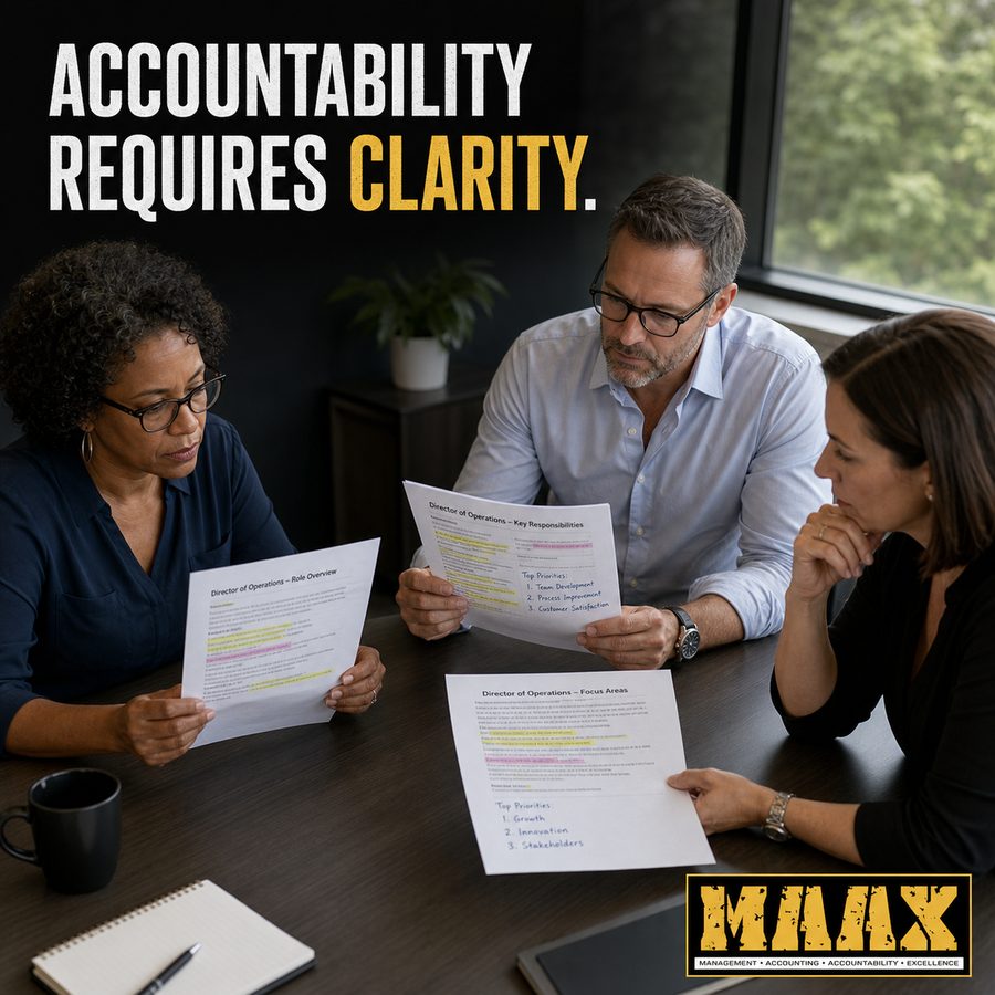 Accountability requires clarity: leadership team reviewing expectations