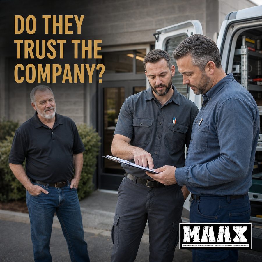 Do they trust the company? Service team reviewing a job together